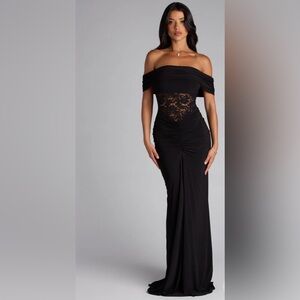 Windsor Black Strapless Lace Dress